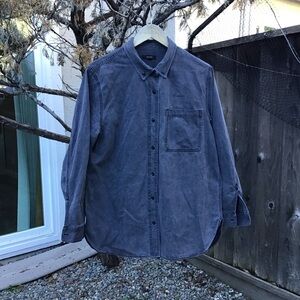 Quince Washed Denim Button Down Long Sleeve Shirt Women’s Large Gray Oversized